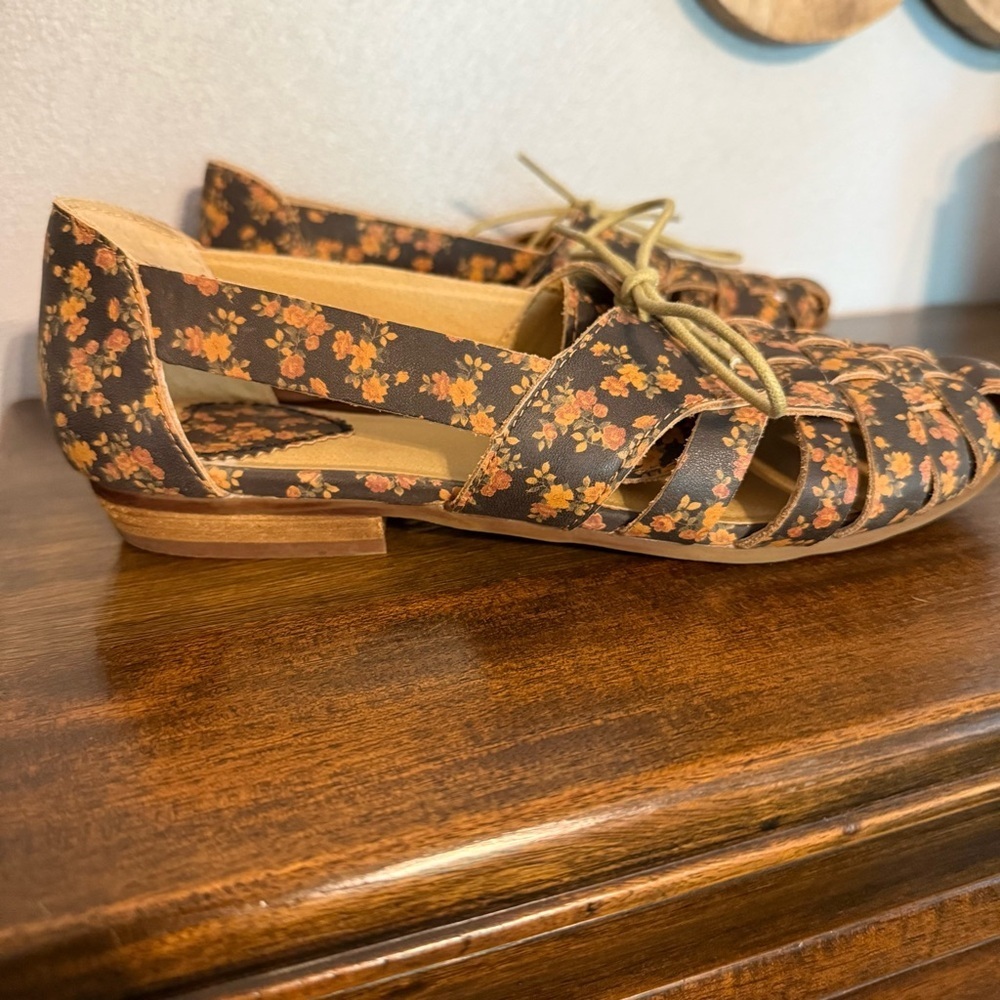 Latigo Floral Jingle Brown Lace-Up Leather Women's Shoes Size 8 - Picture 14 of 16